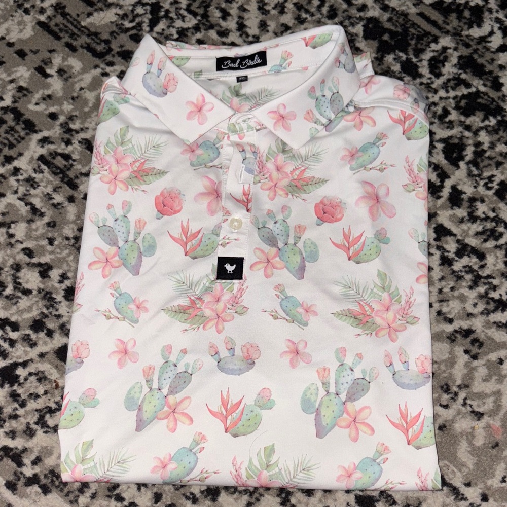 Bad Birdie Men’s Cactus Design Golf Polo